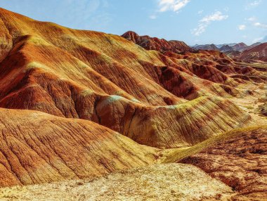 The beautiful Rainbow mountains at the Zhangye Danxia landform geological park in Gansu, China clipart