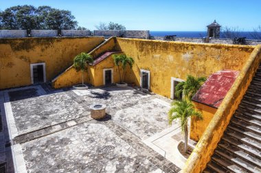 San Miguel Kalesi 'nin iç avlusu, Campeche Meksika