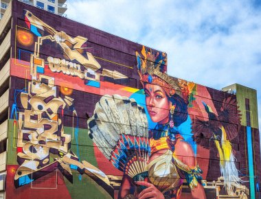 Edmonton 'un şehir merkezindeki duvarlar, Alberta, Kanada