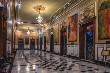 Merida, Meksika - 21 Şubat 2024: Hükümet Sarayı Salonu, Palacio de Gobierno