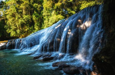 Cascadas De Agua Azul, Meksika 'nın Palenque kenti yakınlarında yer almaktadır. Muhteşem yeşilimsi ve mavi su bir çok şelaleyi devirir..