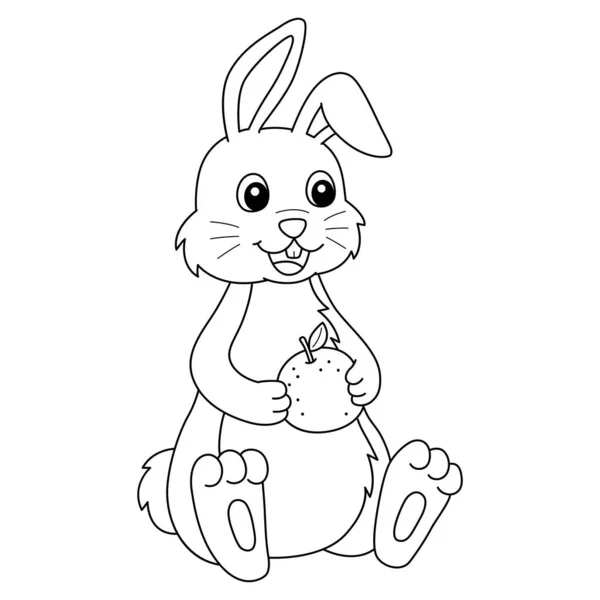Cute Funny Coloring Page Rabbit Holding Mandarin Provides Hours Coloring — Stock Vector