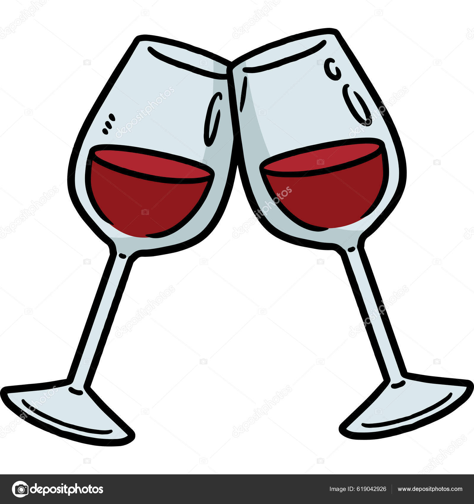 Este Clipart Dibujos Animados Muestra Una Ilustración Dos Copas Vino Vector  de stock #619042926 de ©abbydesign, image size:1600x1700