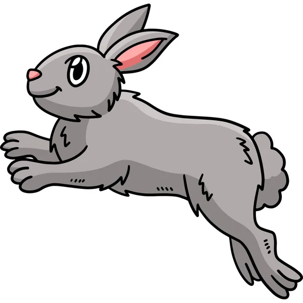 Este Clipart Dibujos Animados Muestra Una Ilustración Jumping Rabbit — Vector de stock