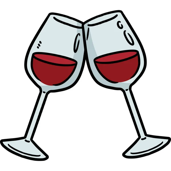 この漫画のクリップは ワインのイラストの2つのガラスを示しています — ストックベクタ