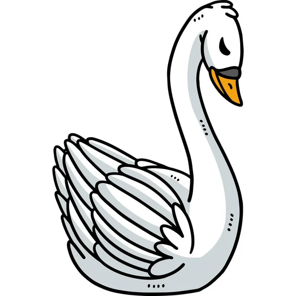 Este Clipart Dibujos Animados Muestra Una Ilustración Swan — Vector de stock