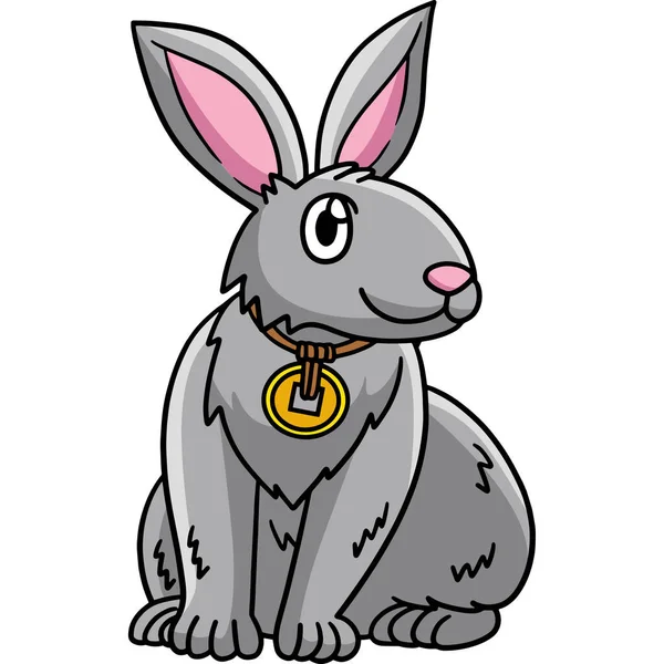 Cartoon Clipart Shows Happy Rabbit Illustration — Stock Vector
