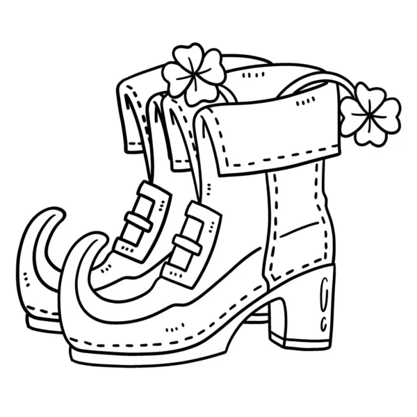 Una Página Para Colorear Lindo Divertido Saint Patricks Leprechaun Zapatos — Archivo Imágenes Vectoriales