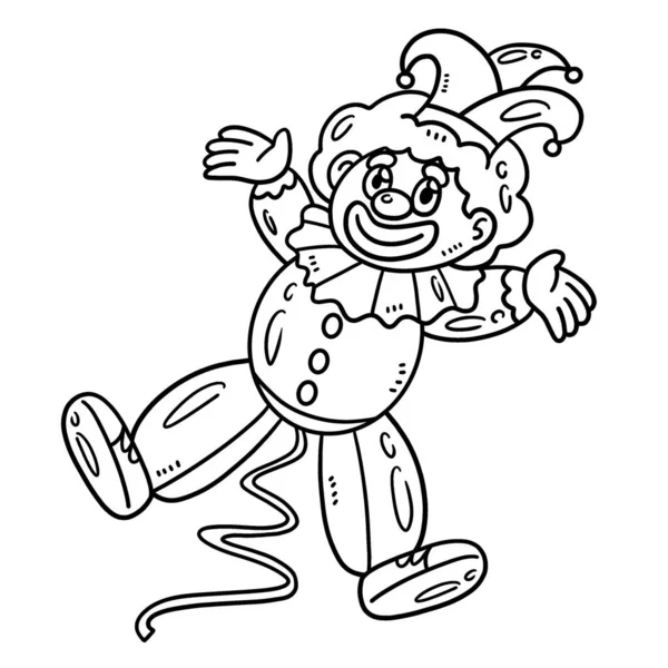 Mardi Gras Clown Balloonのかわいい面白い着色ページ 子供のための着色の楽しみの時間を提供します このページは非常に簡単です 小さな子供や幼児に適しています — ストックベクタ
