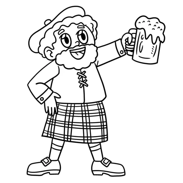 聖パトリック ドリンク ビールのかわいいと面白い着色ページ 子供のための着色の楽しみの時間を提供します このページは非常に簡単です 小さな子供や幼児に適しています — ストックベクタ