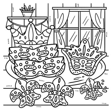 Mardi Gras kurabiyelerinin şirin ve komik renkli bir sayfası. Çocuklar için saatlerce boyama eğlencesi sağlıyor. Renk, bu sayfa çok kolay. Küçük çocuklar ve yeni yürümeye başlayanlar için uygun..
