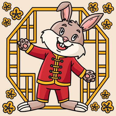 Bu karikatür, Tavşan Çin Kıyafeti çizimini gösteriyor..