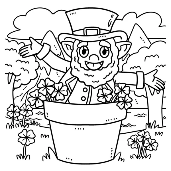 Cute Funny Coloring Page Saint Patricks Day Leprechaun Provides Hours — Stock Vector