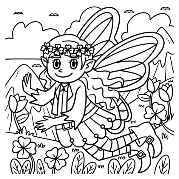 圣帕特里克斯节香石仙的一个可爱而有趣的彩色页面 为孩子们提供几个小时的彩色娱乐 这一页很容易 适用于幼儿及幼儿 — 图库矢量图片