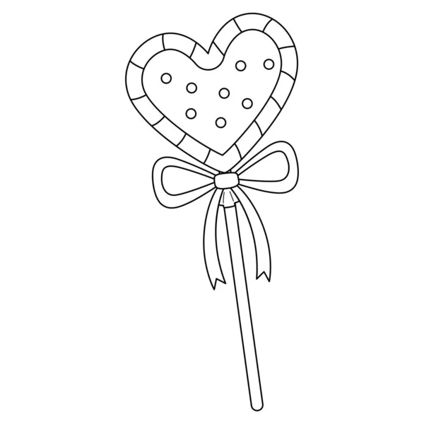 Μια Χαριτωμένη Και Αστεία Σελίδα Χρωματισμού Μιας Lollipop Καρδιάς Του — Διανυσματικό Αρχείο