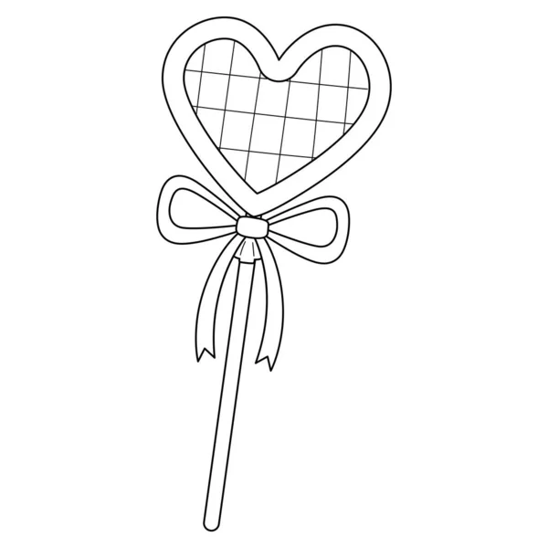Cute Funny Coloring Page Valentines Day Lollipop Heart Provides Hours — Stock Vector