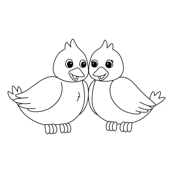 Симпатичная Смешная Раскраска Love Birds Обеспечивает Детям Часы Раскрашивания Цвет — стоковый вектор