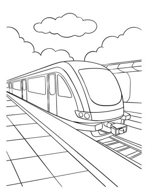 Bir trenin sevimli ve komik renkli sayfası. Çocuklar için saatlerce boyama eğlencesi sağlıyor. Renk, bu sayfa çok kolay. Küçük çocuklar ve yeni yürümeye başlayanlar için uygun..
