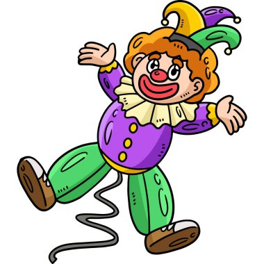 Bu karikatür parçası Mardi Gras Palyaço Balonu çizimini gösteriyor..