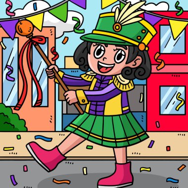 Bu karikatür klibinde Mardi Gras Majorette çizimleri var..