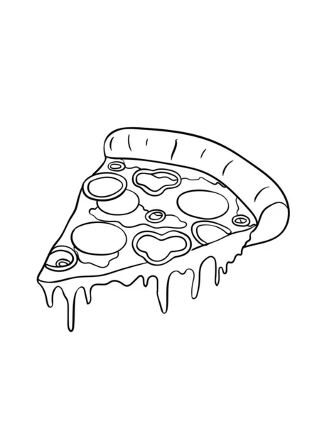 Pizza Nın Sevimli Komik Renkli Sayfası Çocuklar Için Saatlerce Boyama — Stok Vektör