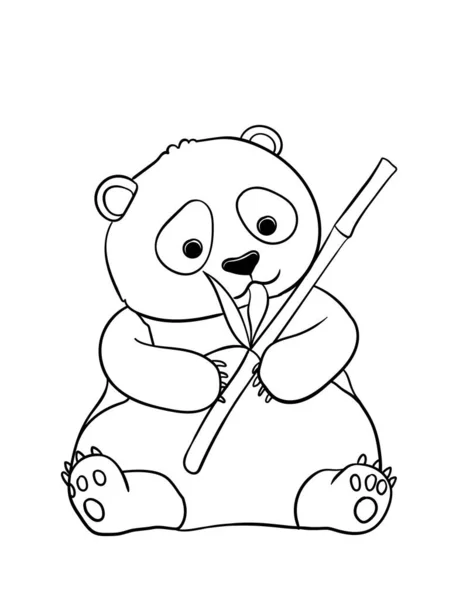 パンダの可愛くて面白い着色ページ 子供のための着色の楽しみの時間を提供します このページは非常に簡単です 小さな子供や幼児に適しています — ストックベクタ