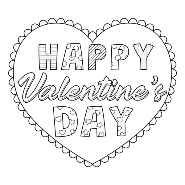 Una Página Para Colorear Lindo Divertido Feliz Día San Valentín — Vector de stock
