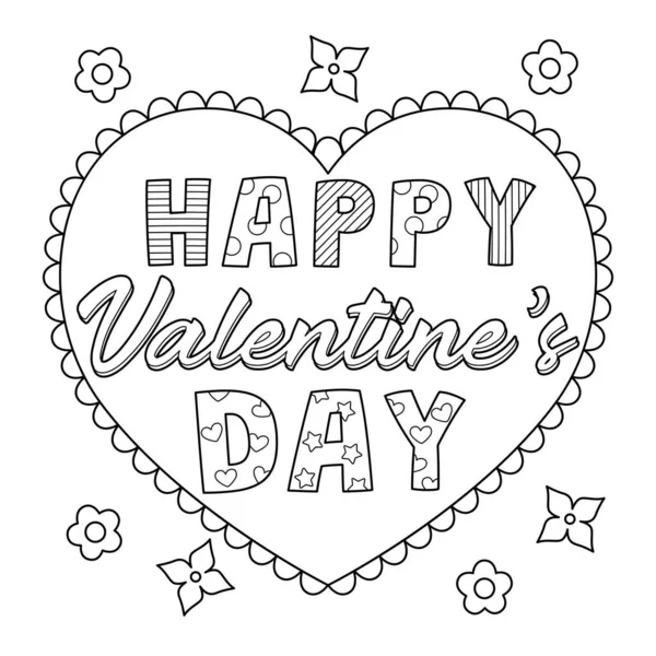 Una Página Para Colorear Lindo Divertido Feliz Día San Valentín — Vector de stock