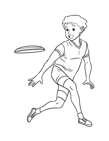 Une Page Colorier Mignonne Drôle Frisbee Fournit Des Heures Plaisir — Image vectorielle