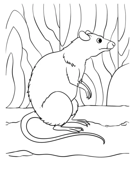 Μια Χαριτωμένη Και Αστεία Σελίδα Χρωματισμού Ενός Ζώου Αγρόκτημα Ποντίκι — Διανυσματικό Αρχείο