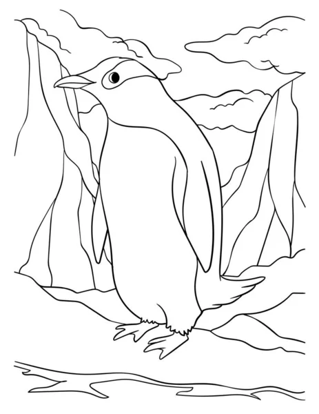 Une Page Colorier Mignonne Drôle Pingouin Fournit Des Heures Plaisir — Image vectorielle