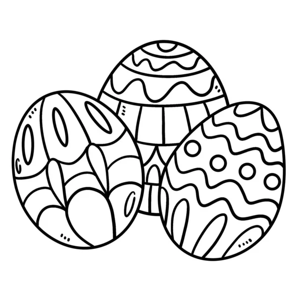 Una Página Para Colorear Lindo Divertido Tres Huevos Pascua Proporciona — Vector de stock