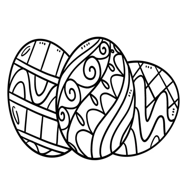 Una Página Para Colorear Lindo Divertido Tres Huevos Pascua Proporciona — Vector de stock