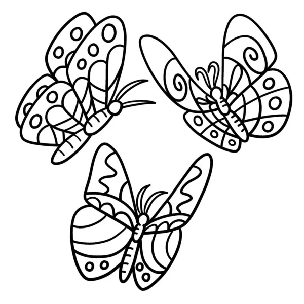 Una Página Para Colorear Lindo Divertido Una Mariposa Proporciona Horas — Archivo Imágenes Vectoriales