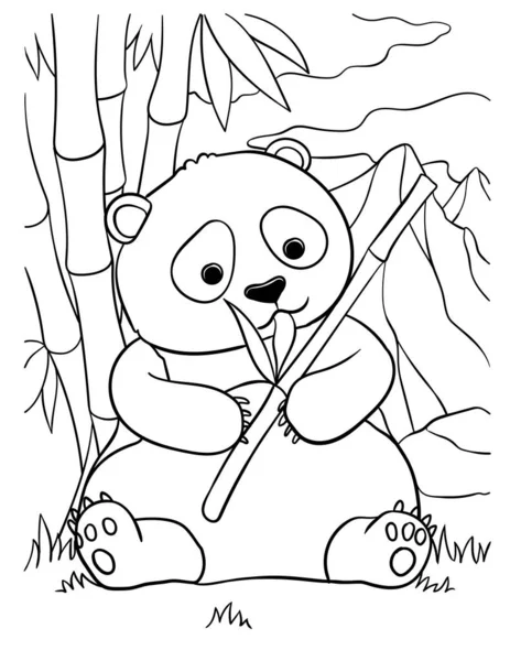 パンダの可愛くて面白い着色ページ 子供のための着色の楽しみの時間を提供します このページは非常に簡単です 小さな子供や幼児に適しています — ストックベクタ