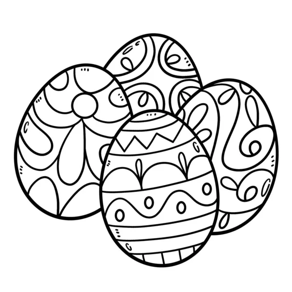 Cute Funny Coloring Page Four Easter Eggs Provides Hours Coloring — Stock Vector