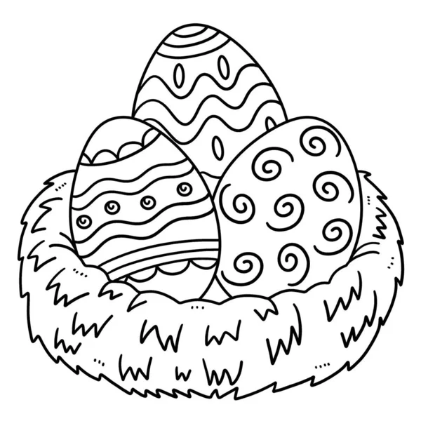 Una Página Para Colorear Lindo Divertido Huevos Pascua Nido Proporciona — Archivo Imágenes Vectoriales