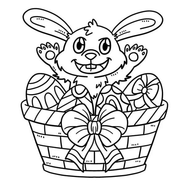 一只兔子复活节彩蛋在篮子里的可爱有趣的彩色页面 为孩子们提供几个小时的彩色娱乐 这一页很容易 适用于幼儿及幼儿 — 图库矢量图片