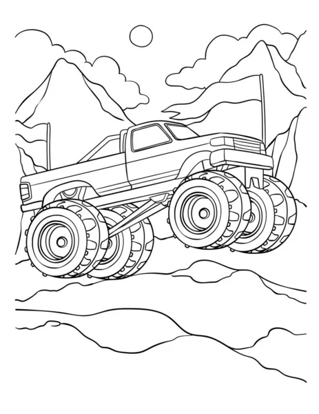 Ένα Χαριτωμένο Και Αστείο Χρωματισμό Σελίδα Του Monster Truck Παρέχει — Διανυσματικό Αρχείο