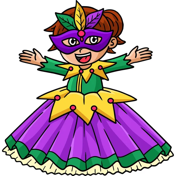 stock vector This cartoon clipart shows a Mardi Gras Jester Girl illustration.