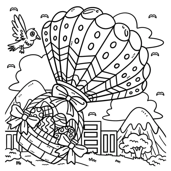 在一个热气球里的复活节彩蛋篮子里 一个可爱而有趣的彩色页面 为孩子们提供几个小时的彩色娱乐 这一页很容易 适用于幼儿及幼儿 — 图库矢量图片