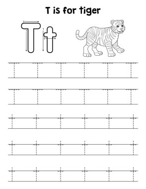 Bir kaplanın sevimli ve komik bir iz sürme sayfası. Çocuklara saatlerce eğlence takibi sağlıyor. Takip etmek için, bu sayfa çok kolay. Küçük çocuklar ve yeni yürümeye başlayanlar için uygun..