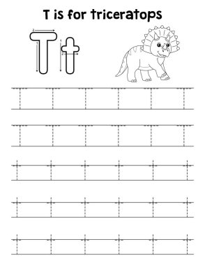 Bir Triceratops 'un sevimli ve komik bir iz sürme sayfası. Çocuklara saatlerce eğlence takibi sağlıyor. Takip etmek için, bu sayfa çok kolay. Küçük çocuklar ve yeni yürümeye başlayanlar için uygun..