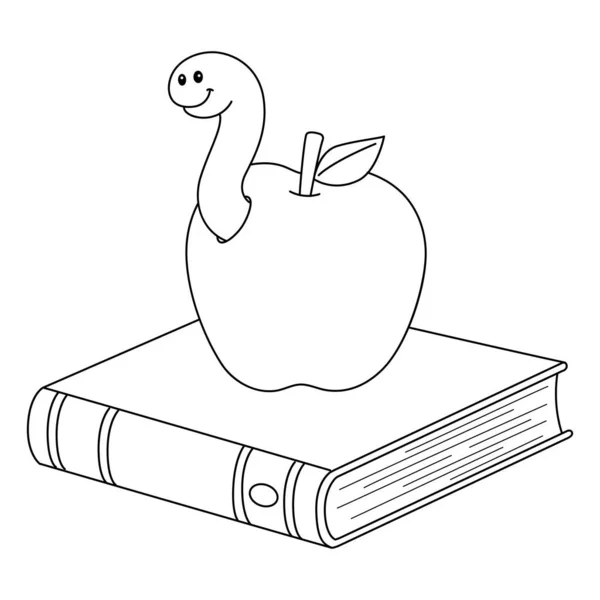 Egy Aranyos Vicces Színező Oldala Book Apple Több Órányi Színező — Stock Vector