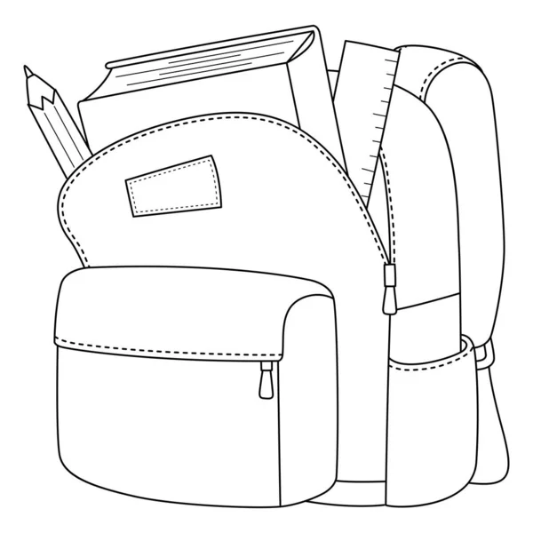 Uma Página Colorir Bonito Engraçado 100Th Day School Bag Fornece — Vetor de Stock