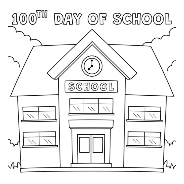 Una Página Para Colorear Lindo Divertido Para Día 100 Escuela — Vector de stock