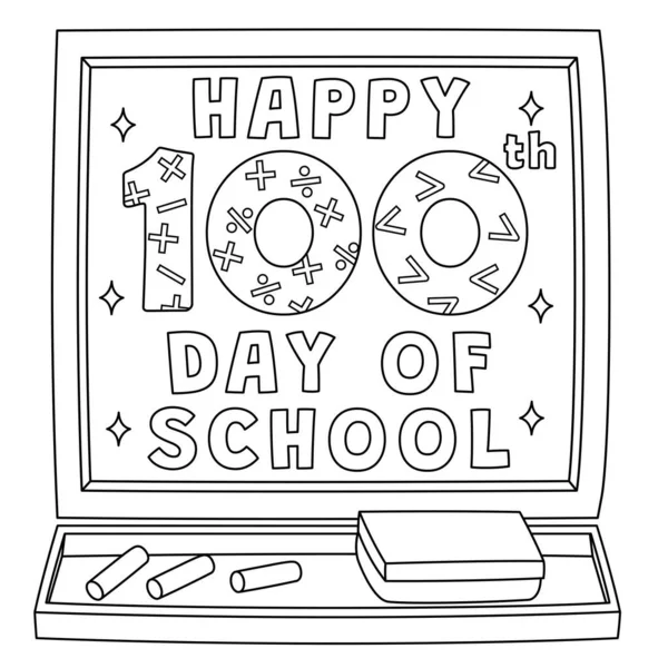Una Página Para Colorear Lindo Divertido Feliz Día 100 Escuela — Vector de stock