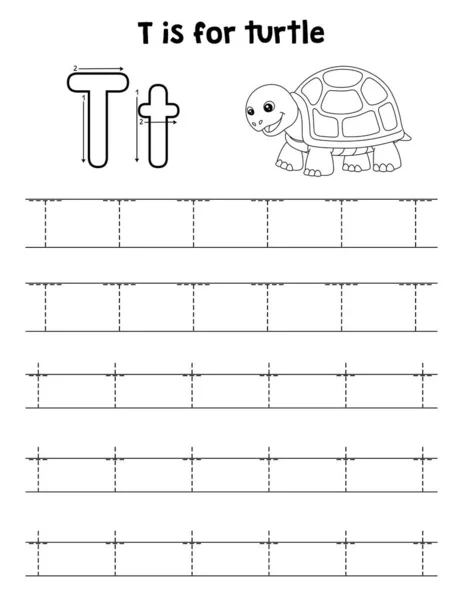 Śliczna Zabawna Strona Żółwiem Zapewnia Godziny Śledzenia Zabawy Dla Dzieci — Wektor stockowy