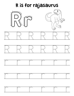 Bir Rajasaurus 'un sevimli ve komik bir iz sürme sayfası. Çocuklara saatlerce eğlence takibi sağlıyor. Takip etmek için, bu sayfa çok kolay. Küçük çocuklar ve yeni yürümeye başlayanlar için uygun..