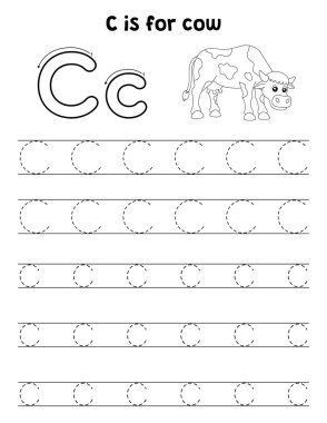 Bir İnek 'in sevimli ve komik bir iz sürme sayfası. Çocuklara saatlerce eğlence takibi sağlıyor. Takip etmek için, bu sayfa çok kolay. Küçük çocuklar ve yeni yürümeye başlayanlar için uygun..